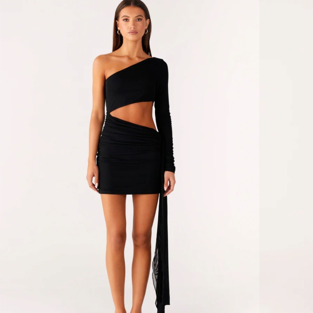 Wrapped Asymmetrical Mesh Dress